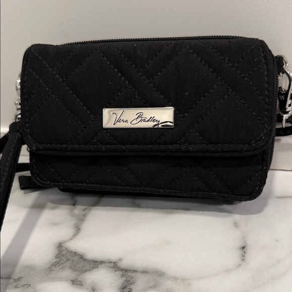 Vera Bradley Handbags - Vera Bradley Black Quilted Mini Crossbody Wristlet